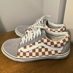Vans Old Skool Checkerboard Frost Grey Rhubarb Sneakers Mens 8 Wo 9.5